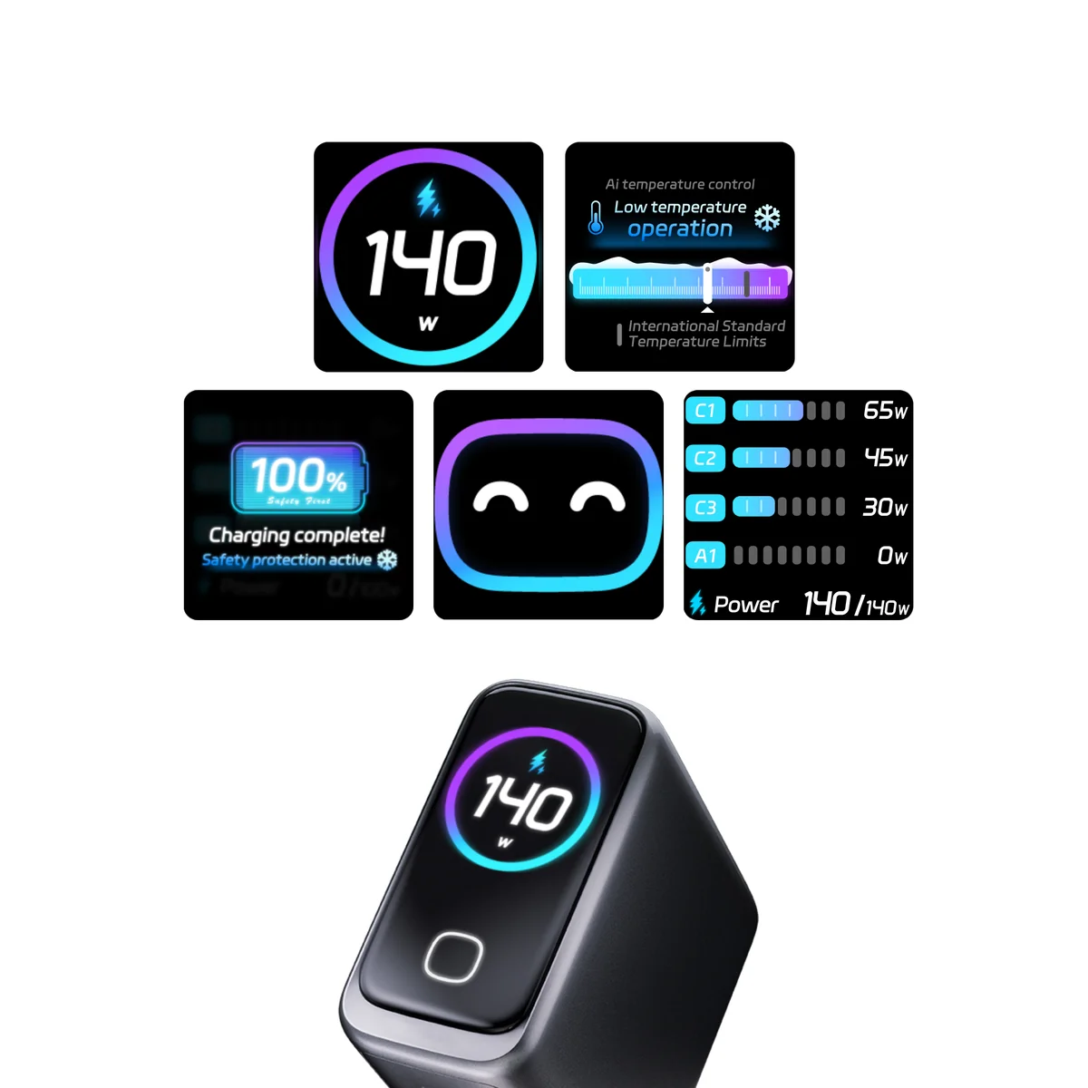 140W 智能屏氮化镓（3C+1A）充电器 6
